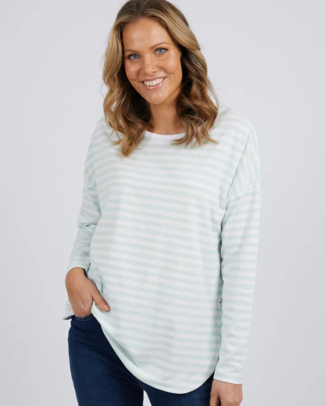 Elm Lauren Long Sleeve T Shirt Opal White Stripe