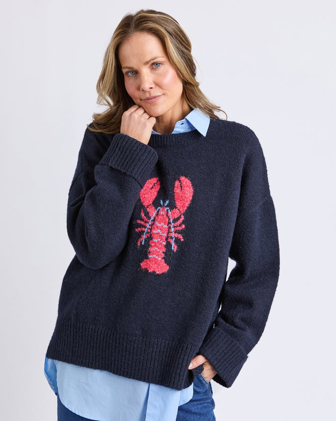 Elm Lobster Intersaid Knit Jumper Navy