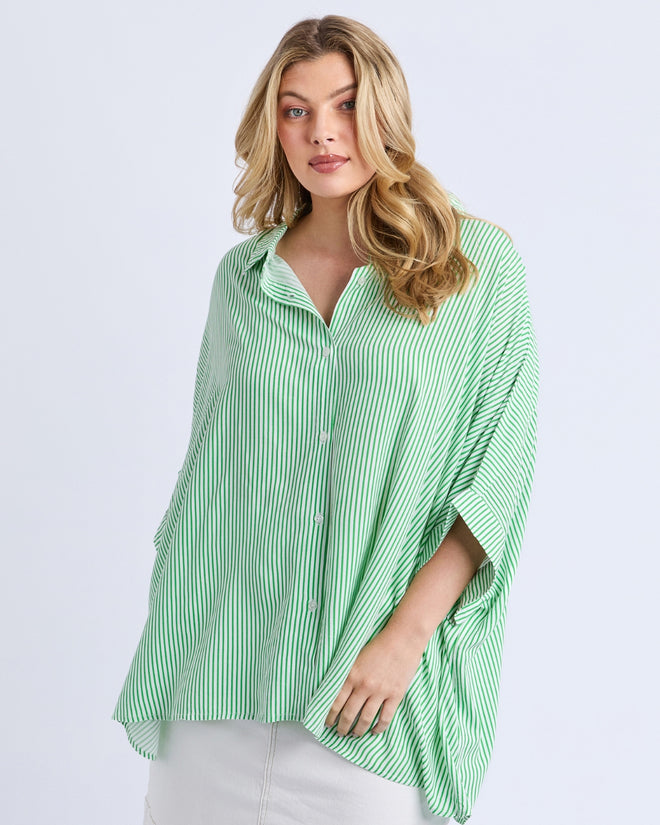 Elm Luna Shirt Spring Green Stripe