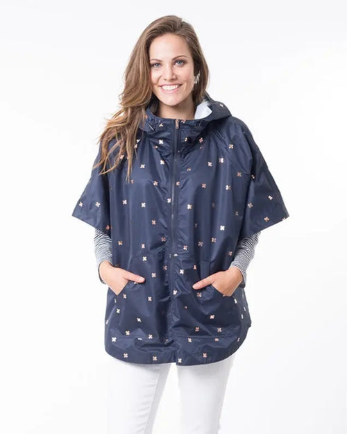 Elm Poncho Indsutrial Ink Navy Rose Gold