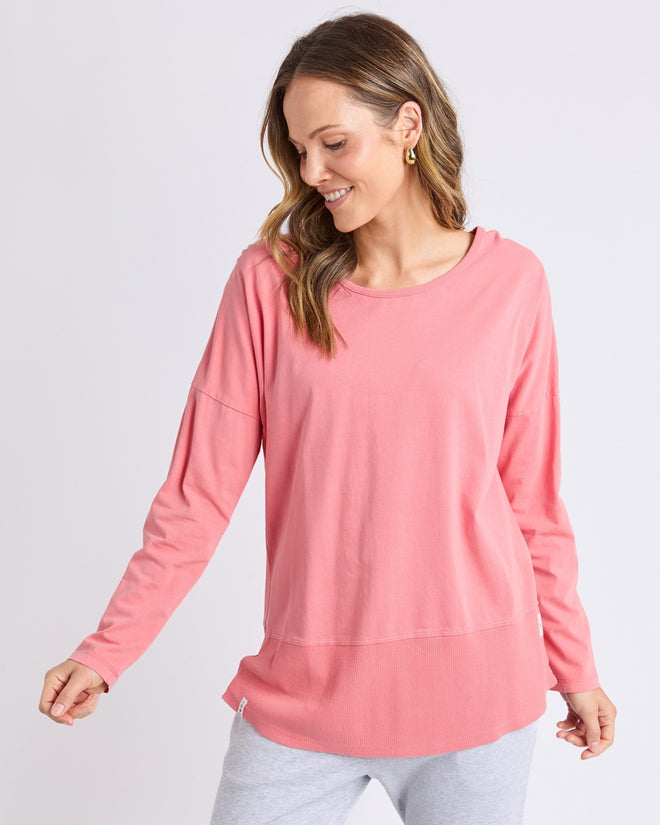 Elm Rib Long Sleeve Tee Cosy Coral