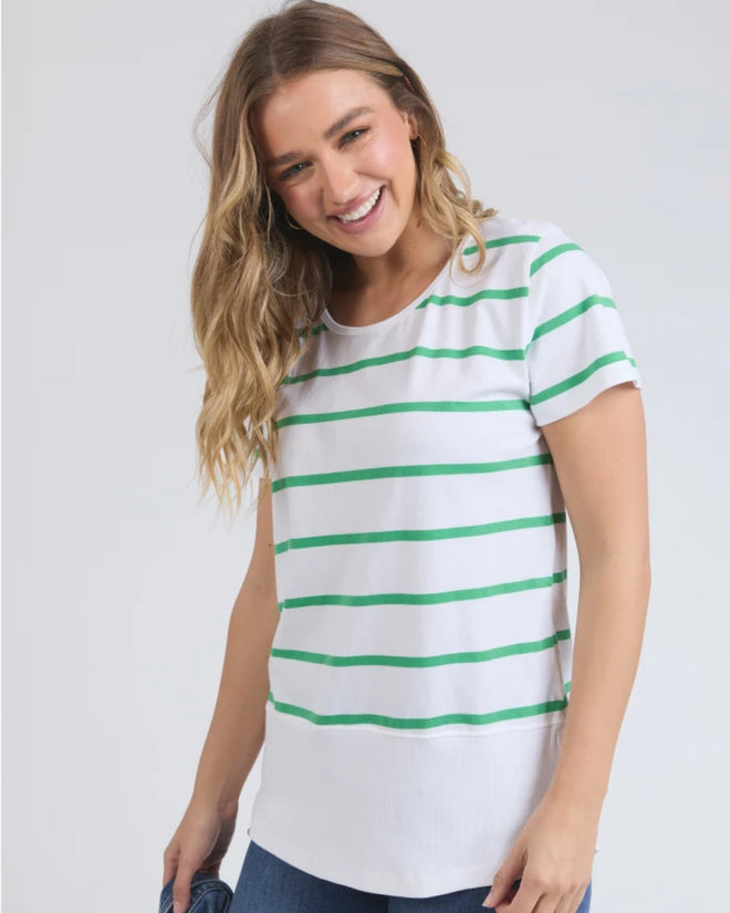 Elm Rib Stripe T Shirt Greenbriar Stripe