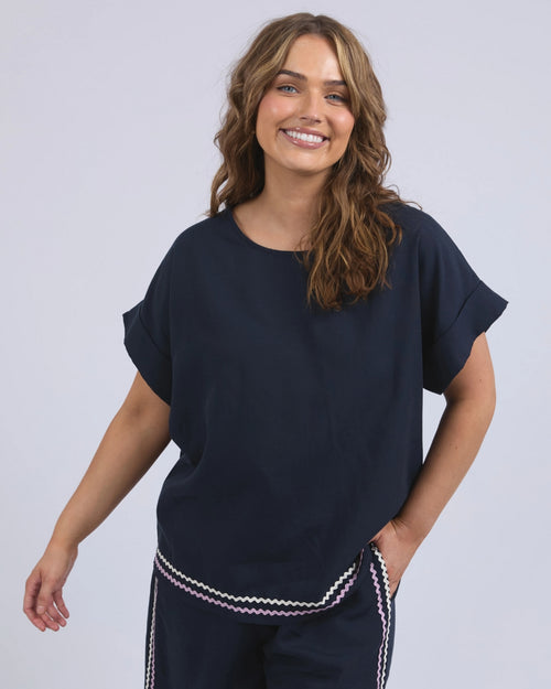 Elm Ric Rac Top Navy