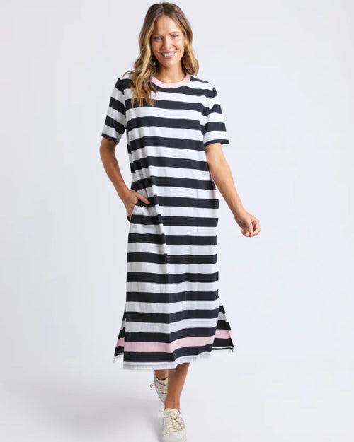 Elm Sorrento Dress Black Pink Band