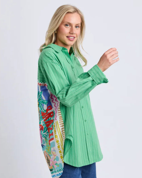 Elm Tropical Muse Shirt Greenbriar Stripe