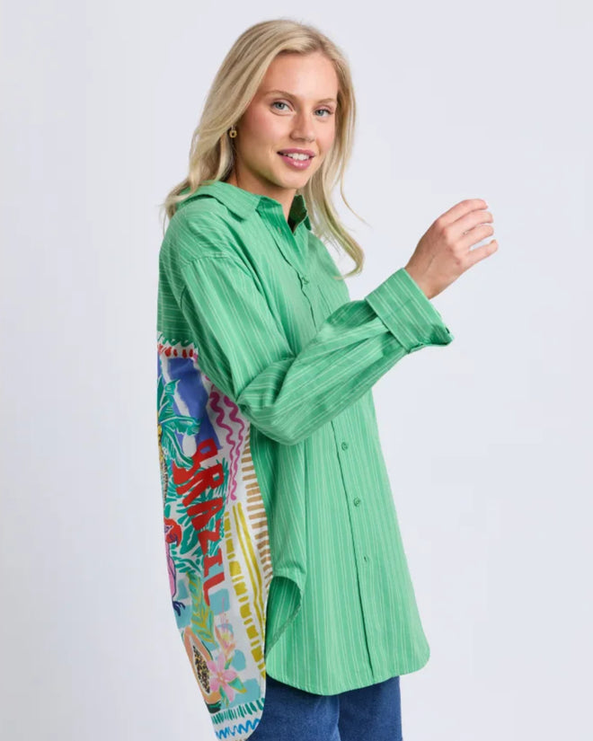 Elm Tropical Muse Shirt Greenbriar Stripe