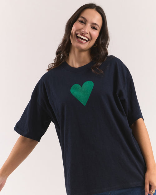 Elm Velvet Heart T Shirt Green