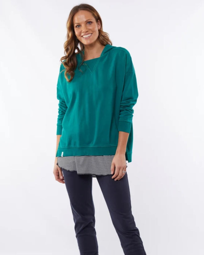 Elm Victoria Split Hoodie Winter Green