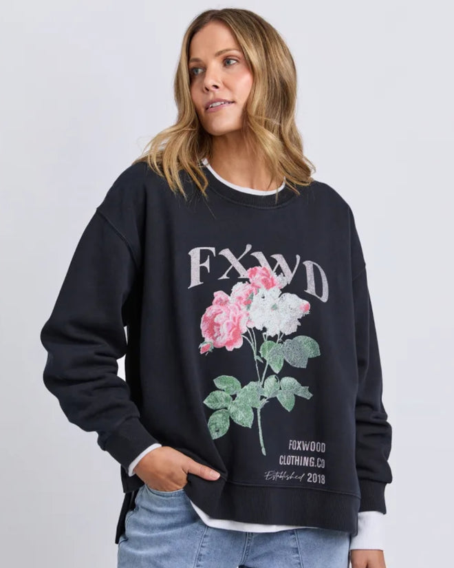 Foxwood Rosa Crew Sweatshirt Washed Black