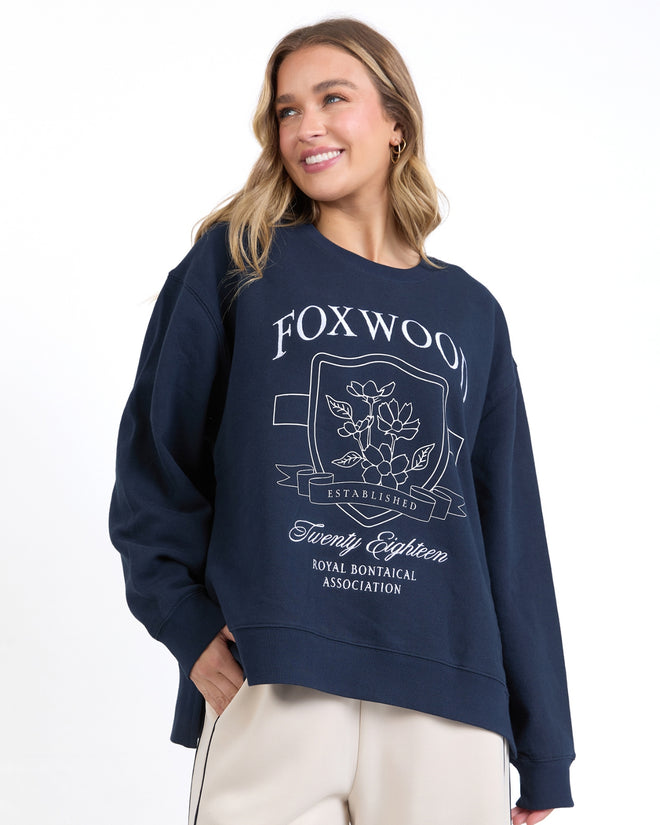 Foxwood Royal Botanical Crew Sweatshirt Navy