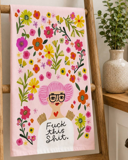 Fuck This Shit Grumpy Angel Dish Towel