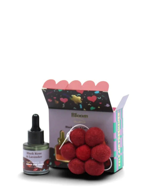 Grace and James Felt Flower Air Freshener Black Rose & Lavender