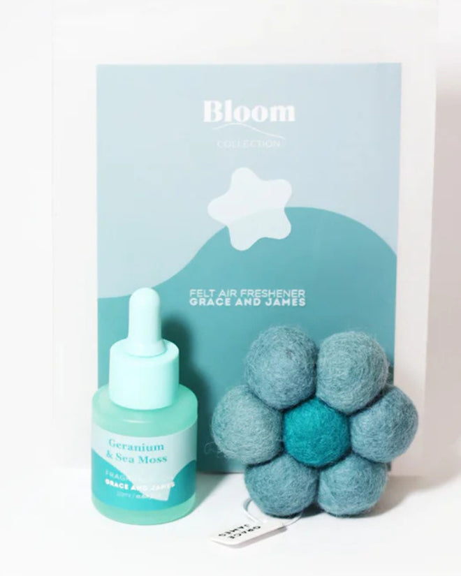 Grace and James Felt Flower Air Freshener Geranium and Sea Moss