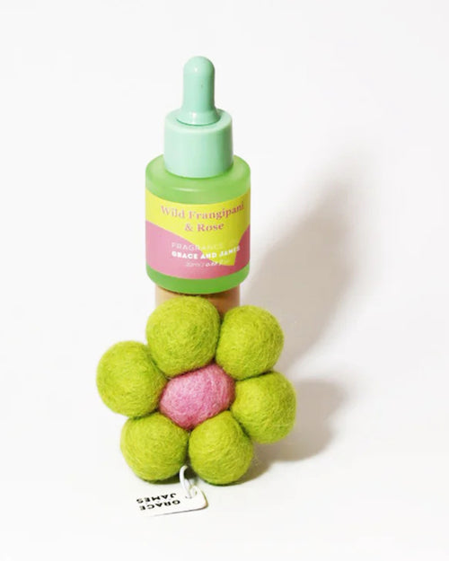 Grace and James Felt Flower Air Freshener Wild Frangipani & Rose