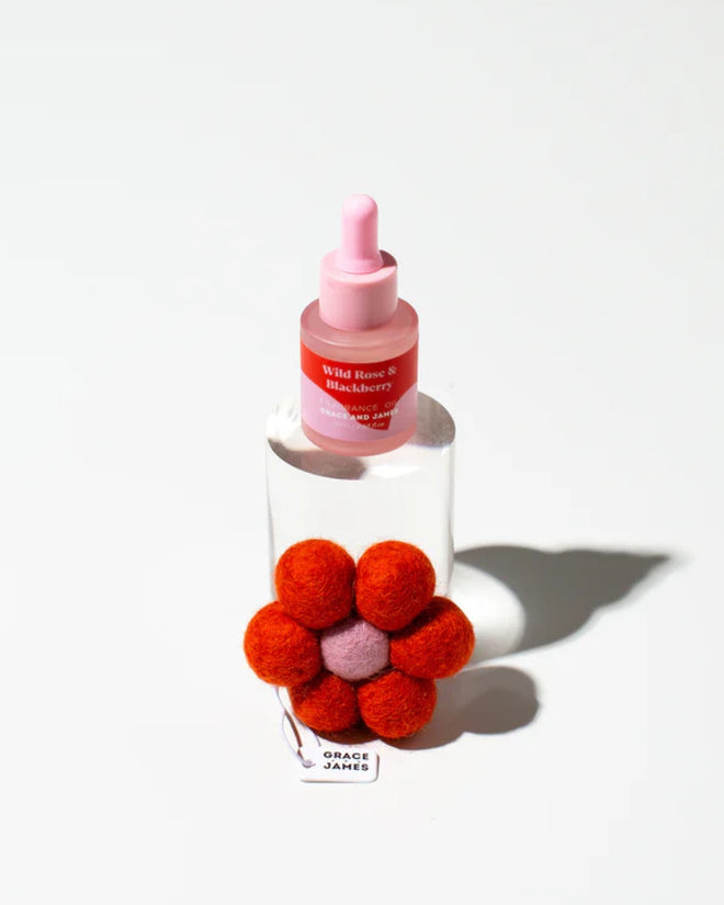 Grace and James Felt Flower Air Freshener Wild Rose and Blackberry