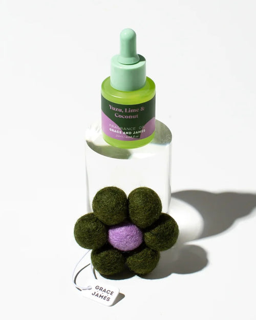 Grace and James Felt Flower Air Freshener Yuzu Lime & Coconut