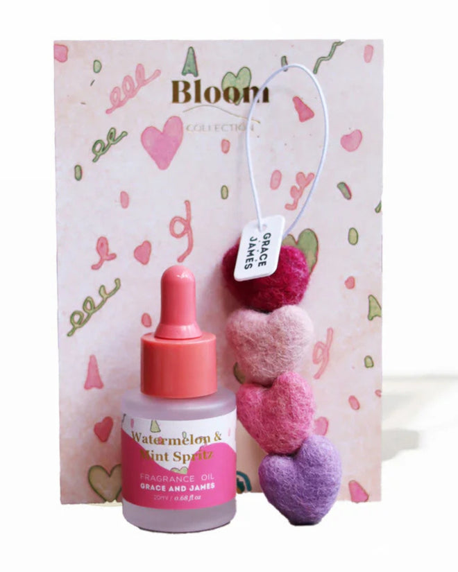 Grace and James Felt Heart Air Freshener Set Watermelon & Mint Spritz