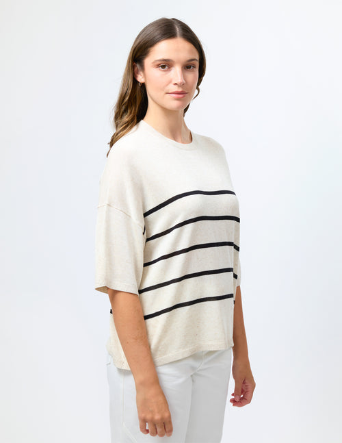 Stella and Gemma Indy Knit Neutral Black Stripe