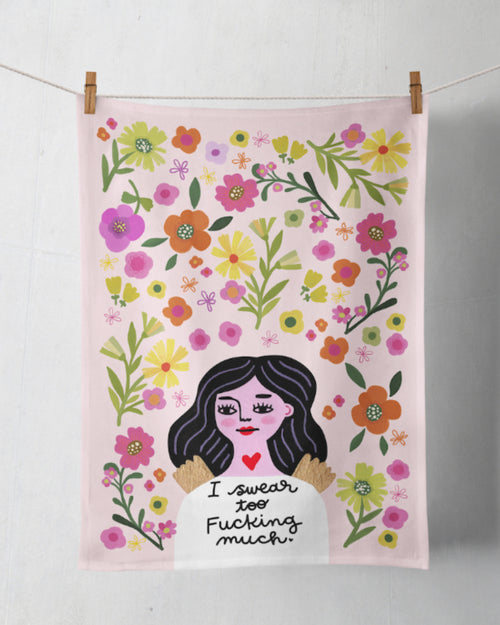 I Swear Too Fucking Much Grumpy Angel Dish Towel