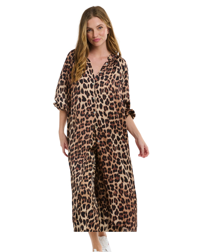 Italian Star The Hills Button Through Dress Leopard
