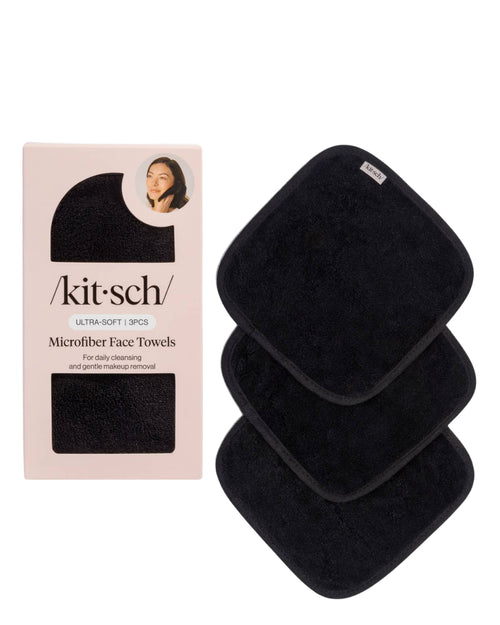 Kitsch Microfiber Face Towels 3pc Set - Black