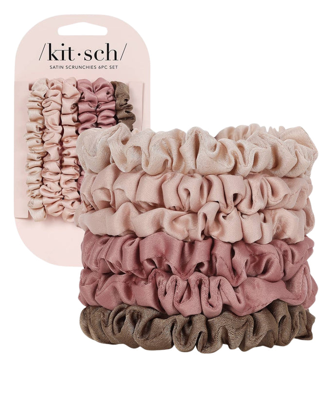 Kitsch Ultra Petite Satin Scrunchies 6pc - Terracotta