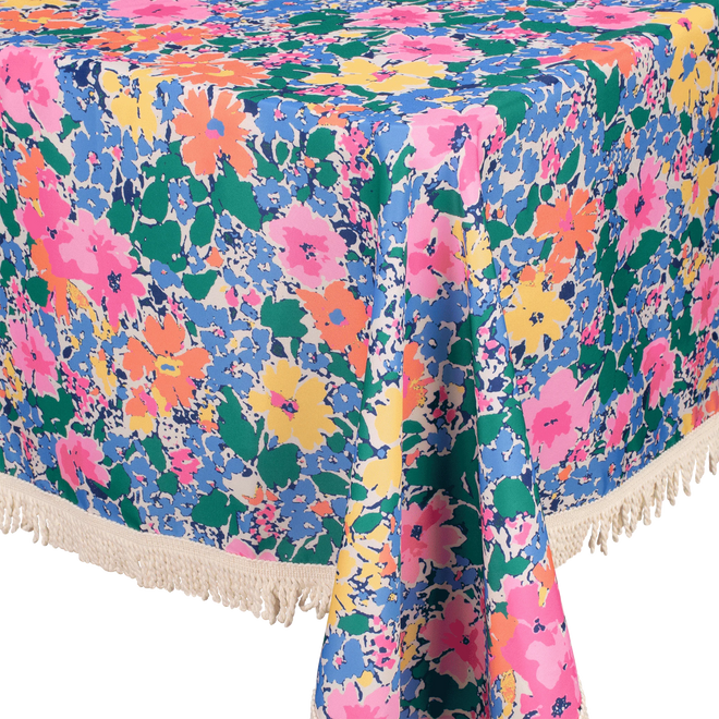 Kollab Fringed Tablecloth Rainbow Garden