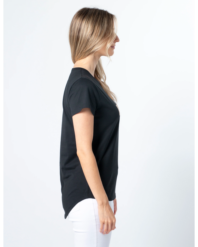 Stella and Gemma Birds of a Feather Cross Black T Shirt