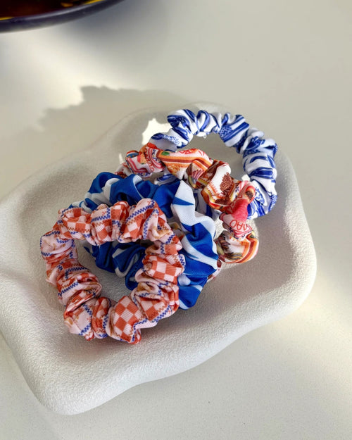 Louvelle Blue/Orange Scrunchie Set