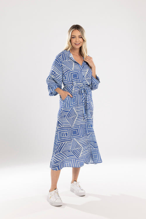 Mi Moso Dani Dress Blue Print