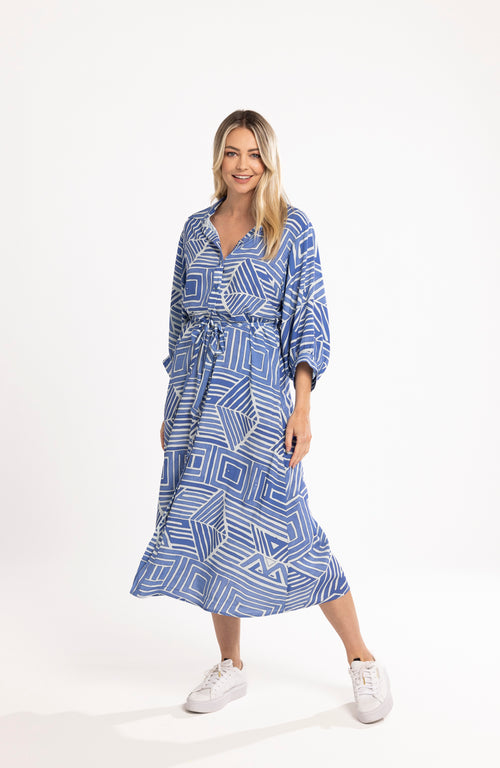 Mi Moso Dani Dress Blue Print