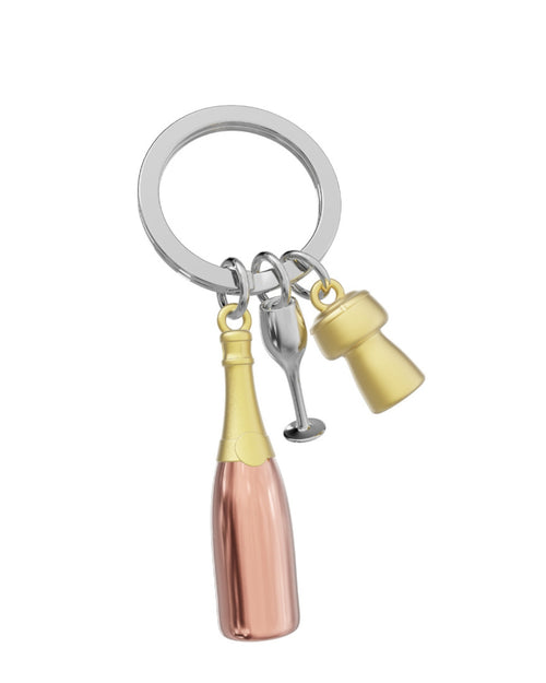 Metalmorphose Champagne Bottle Rose Keychain
