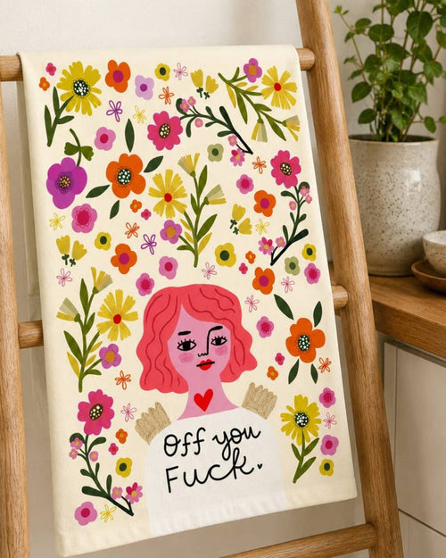 Off You Fuck Grumpy Angel Dish Towel