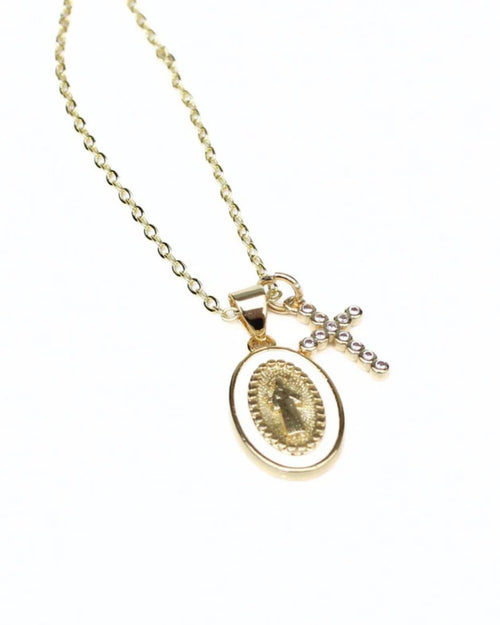 Queen of the Foxes Tiny Mary Gold Cross Necklace