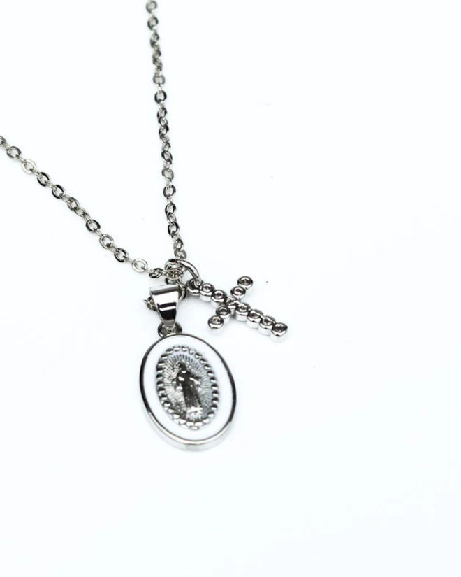 Queen of the Foxes Tiny Mary Silver Cross Necklace