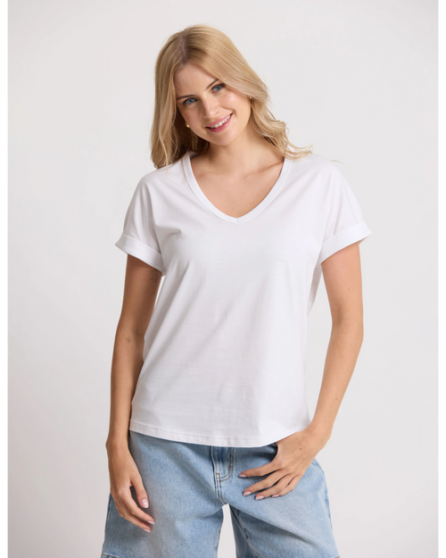 Stella and Gemma Soho Cuff V T Shirt White