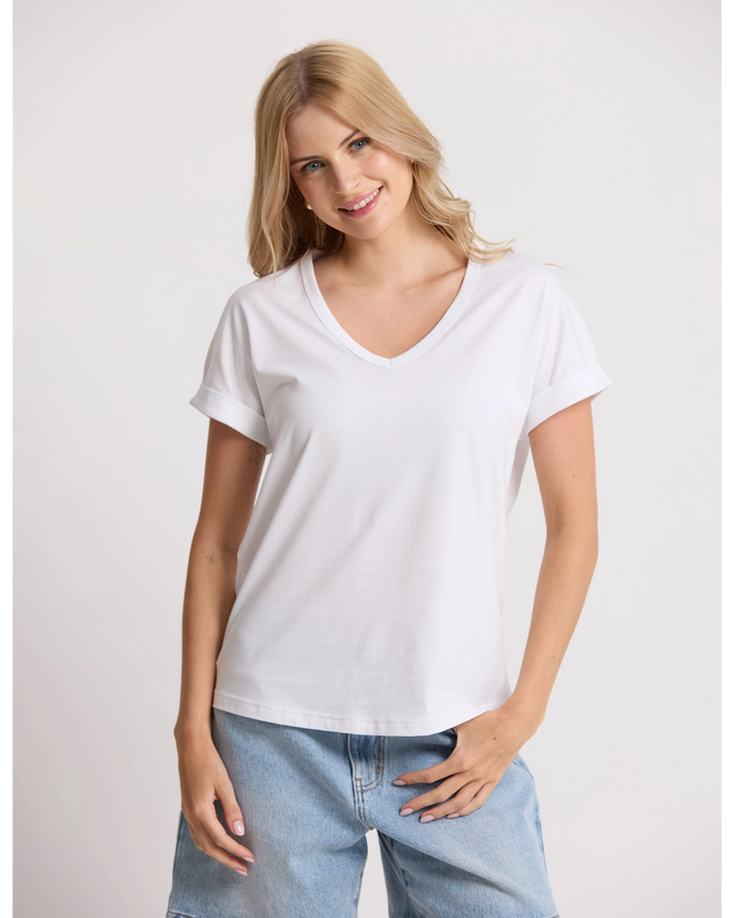 Stella and Gemma Soho Cuff V T Shirt White