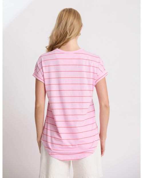 Stella and Gemma Soho Cuff V T Shirt Candy Red Stripe