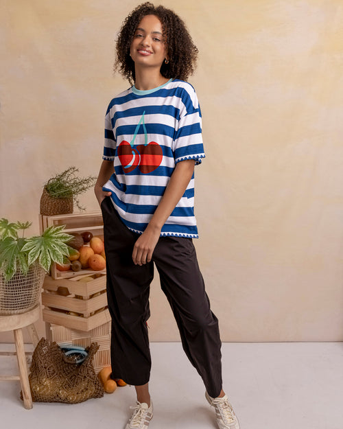 Elm Cherry T Shirt China Blue Stripe
