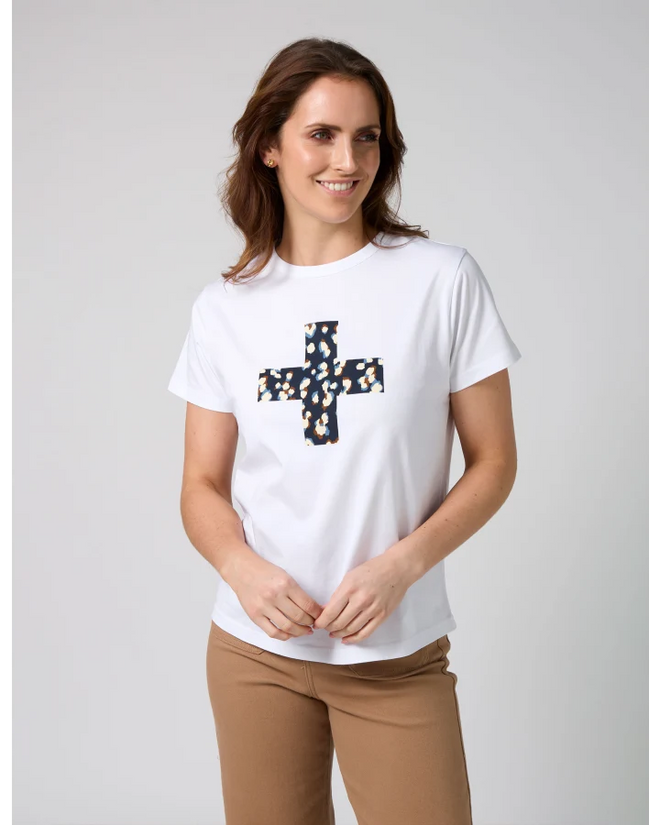 Stella and Gemma Ace Tee Leopard Cross White