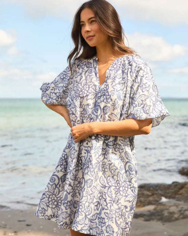 Stella and Gemma Bertina Dress Navy Hibiscus
