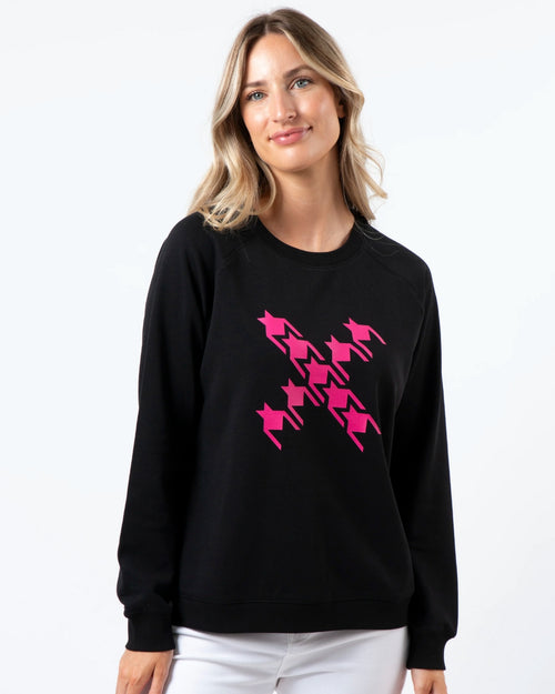 Stella and Gemma Black Neon Houndstooth Classic Sweatshirt