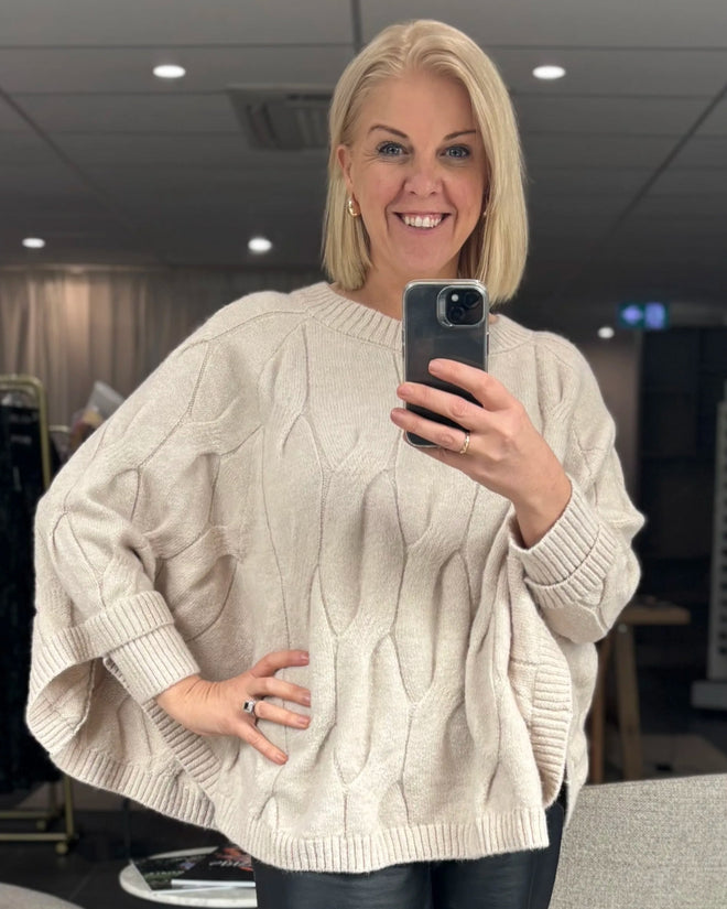Stella and Gemma Cable Poncho Rice