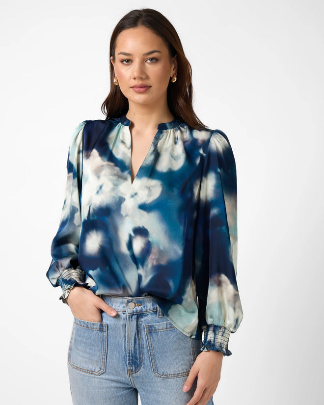 Stella and Gemma Cecily Navy Floral Blur Blouse