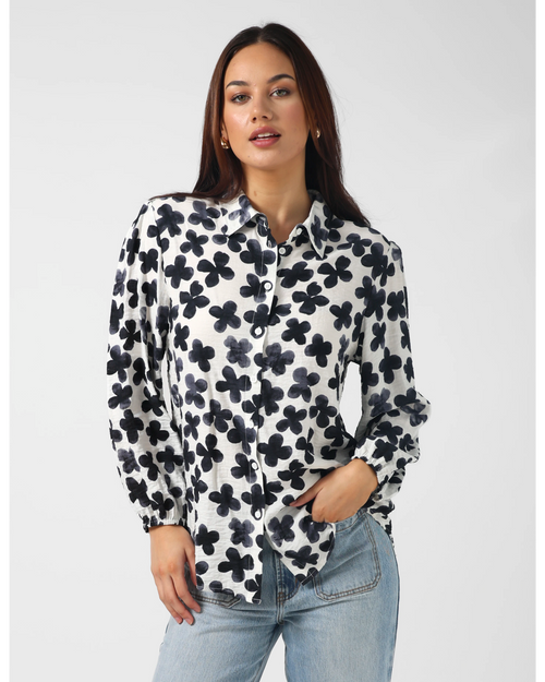 Stella and Gemma Charlotte Shirt Navy Flowers