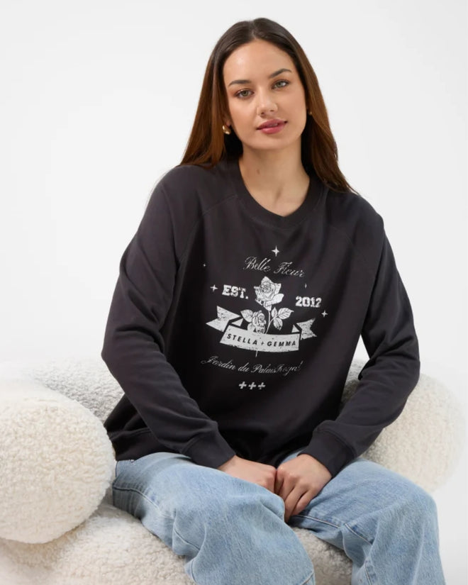 Stella and Gemma Classic Sweatshirt Cracked Rose Aged Black