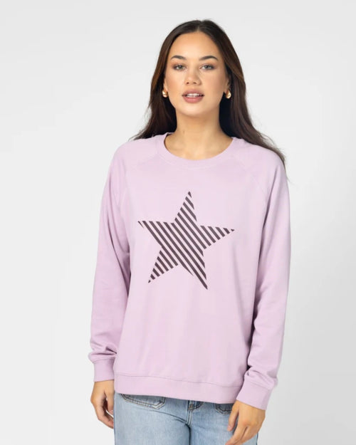Stella and Gemma Classic Sweatshirt Lilac Striped Star