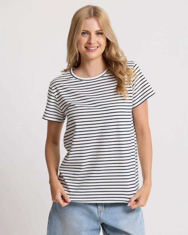 Stella and Gemma Classic T White Navy Stripe