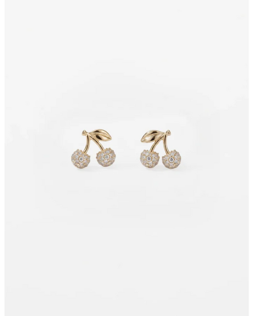 Stella and Gemma Earings Cherries Gold Crystal