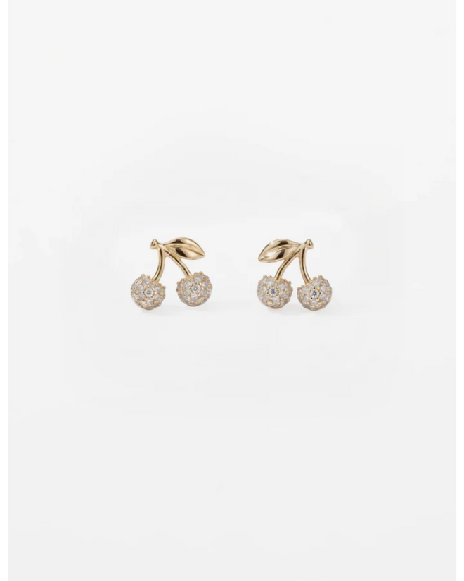 Stella and Gemma Earings Cherries Gold Crystal